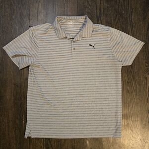 Puma Men's Gray Striped Polo Shirt